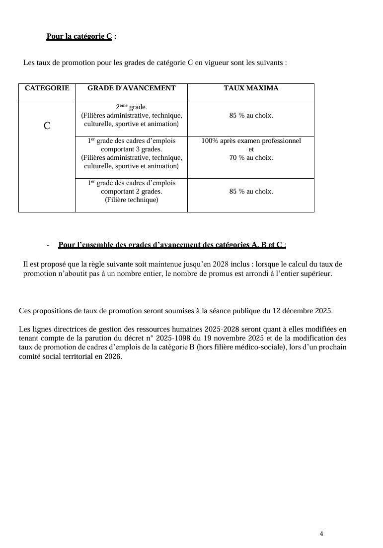 LES TAUX DE PROMOTIONS AU CD13 POUR LES ANNEES 2026, 2027 ET 2028