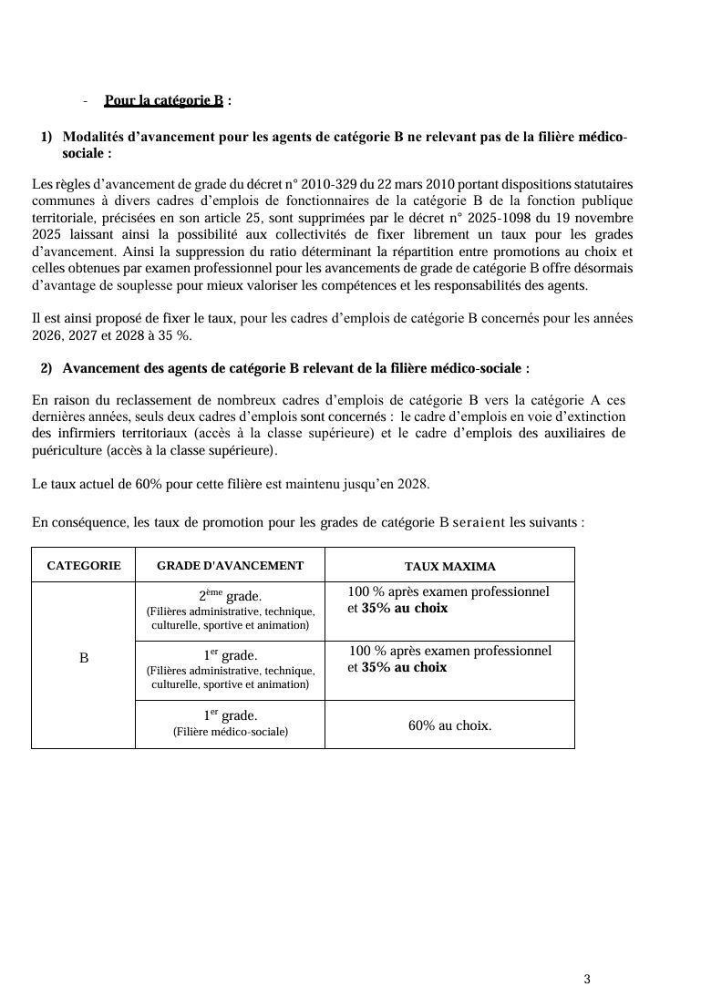 LES TAUX DE PROMOTIONS AU CD13 POUR LES ANNEES 2026, 2027 ET 2028