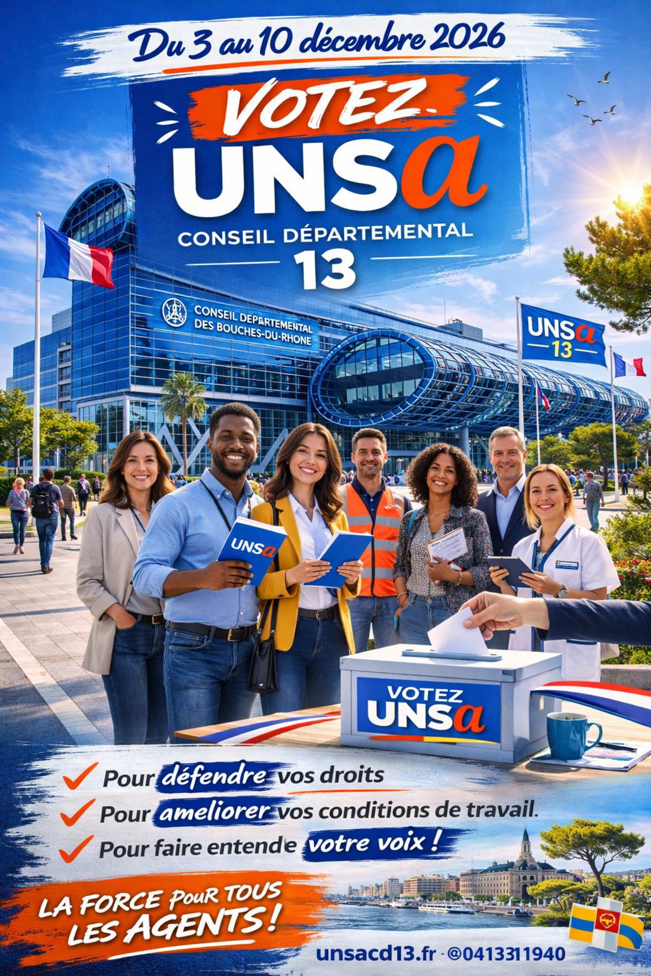 ELECTIONS PROFESSIONNELLES 2026 VOTEZ UNSA CD13