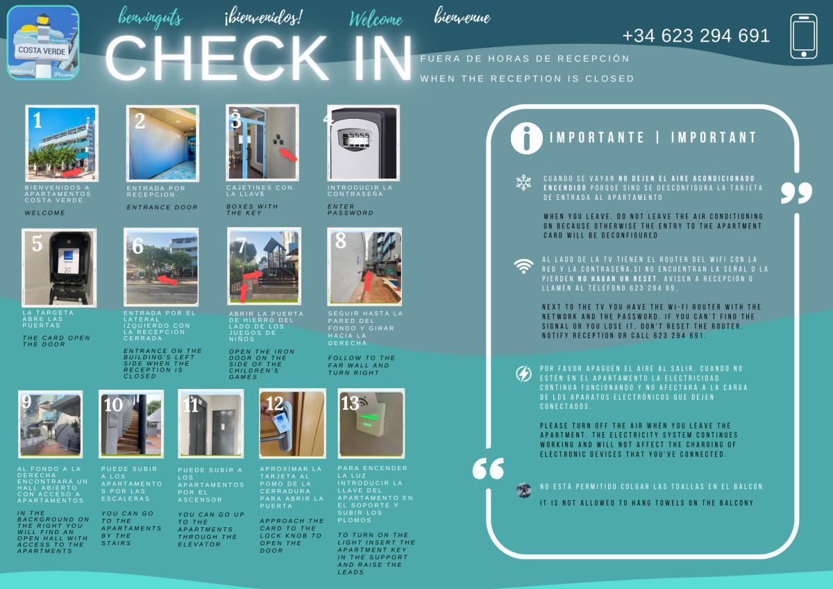 Access to the apartment outside reception hours Access to the apartment outside reception hours