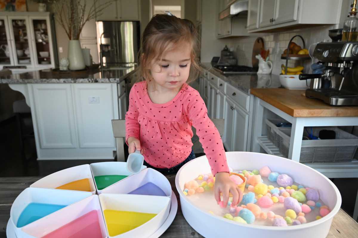 Watercolor Pom Pom Fishing & Sorting