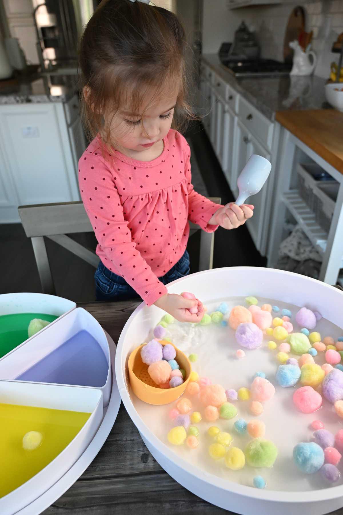 Watercolor Pom Pom Fishing & Sorting