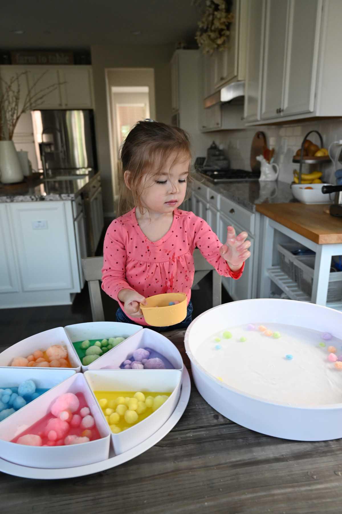 Watercolor Pom Pom Fishing & Sorting