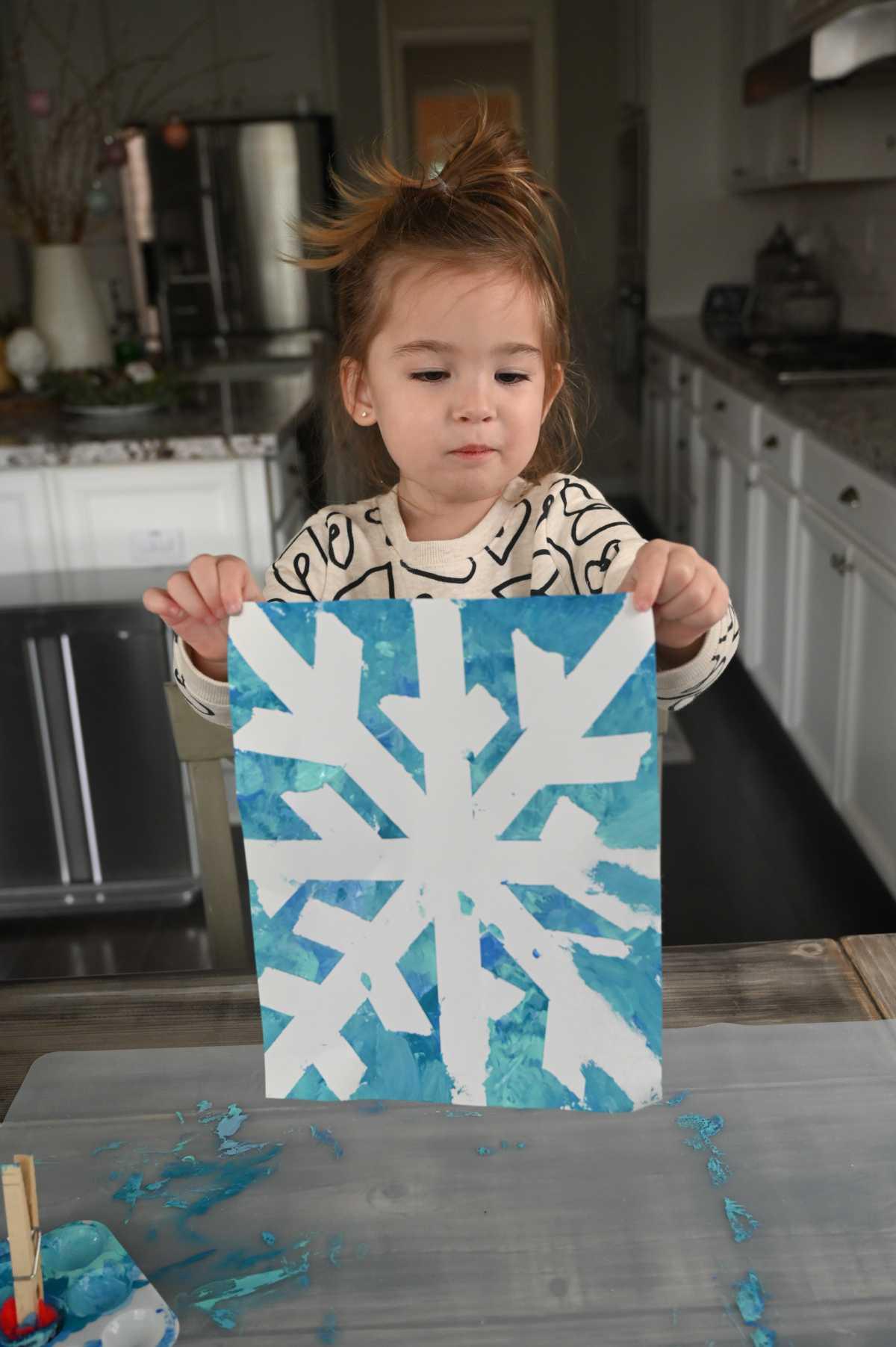 Snowflake Pom Pom Painting