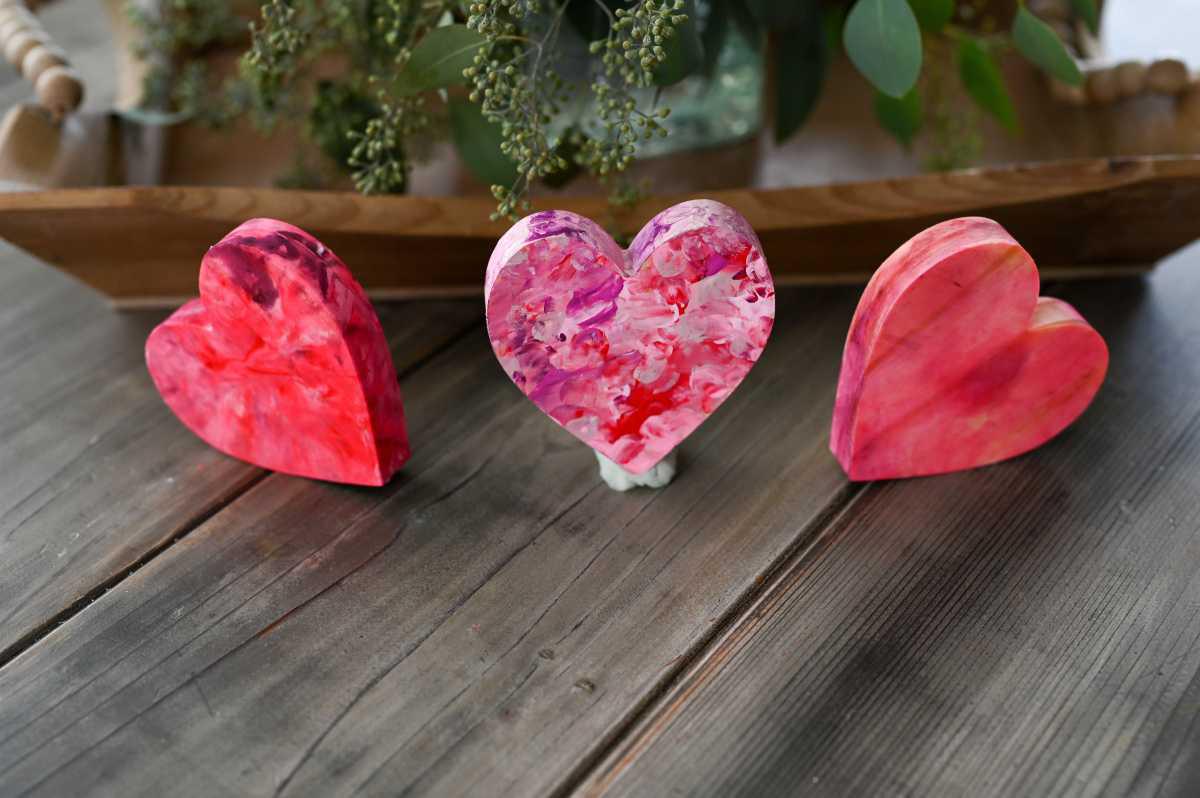 Bleed Through Tissue Paper Wooden Hearts 