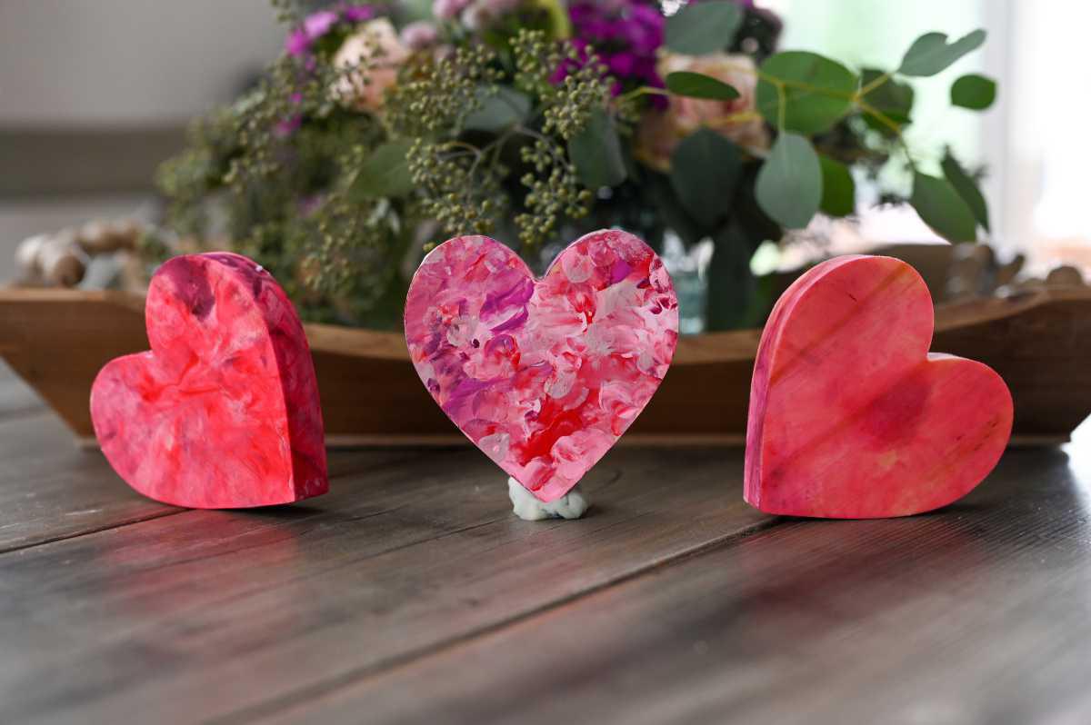 Bleed Through Tissue Paper Wooden Hearts 