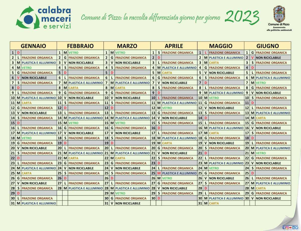 Calendario Differenziata