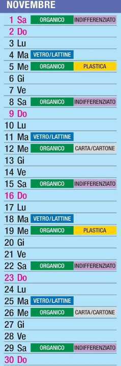 Calendario Raccolta Differenziata