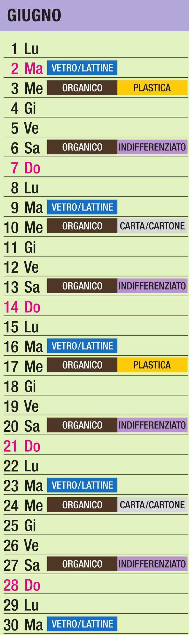Calendario Raccolta Differenziata