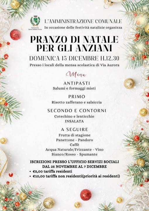 Pranzo di Natale anziani - Tombolata organizzata da Diamoci una Mano - Natale Insieme 2024 (inizio ore 12:30)