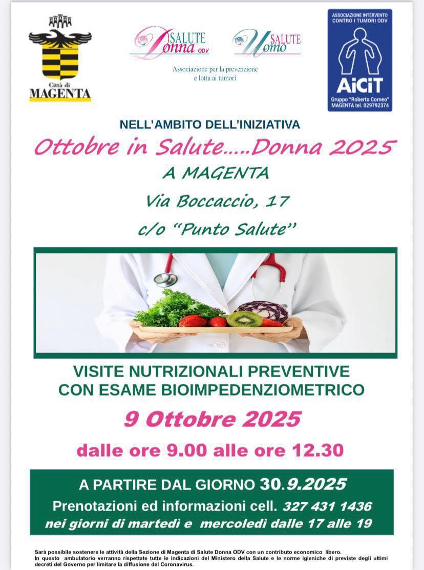 Visite Nutrizionali Preventive con esame Bioimpedenziometrico (dalle ore 9.00)