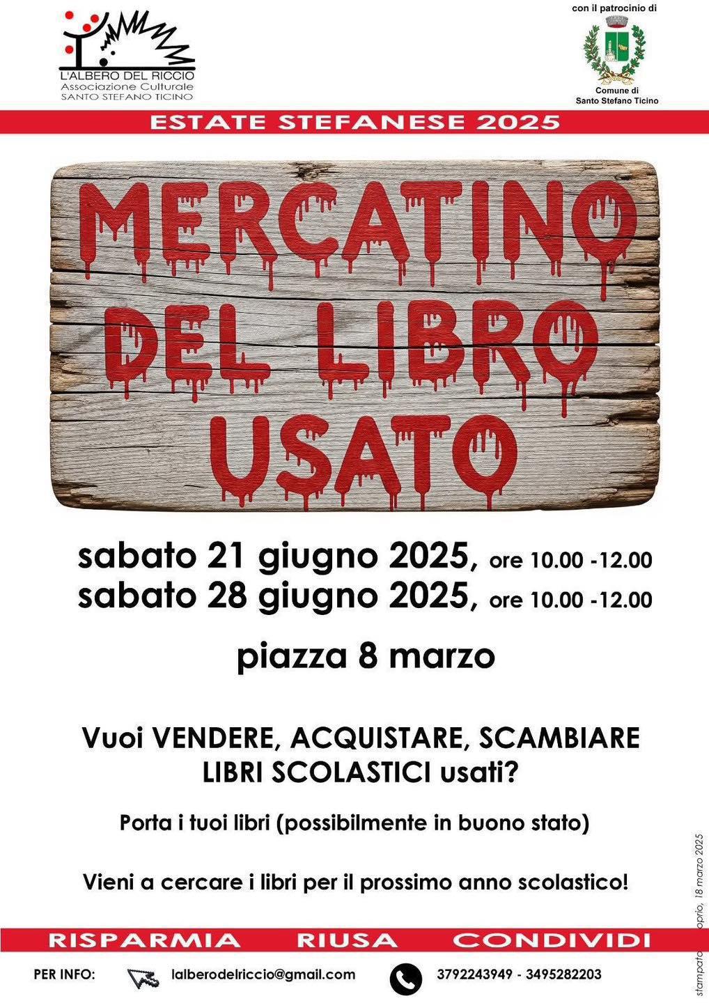 "Mercatino del libro usato" (inizio ore 10.00)