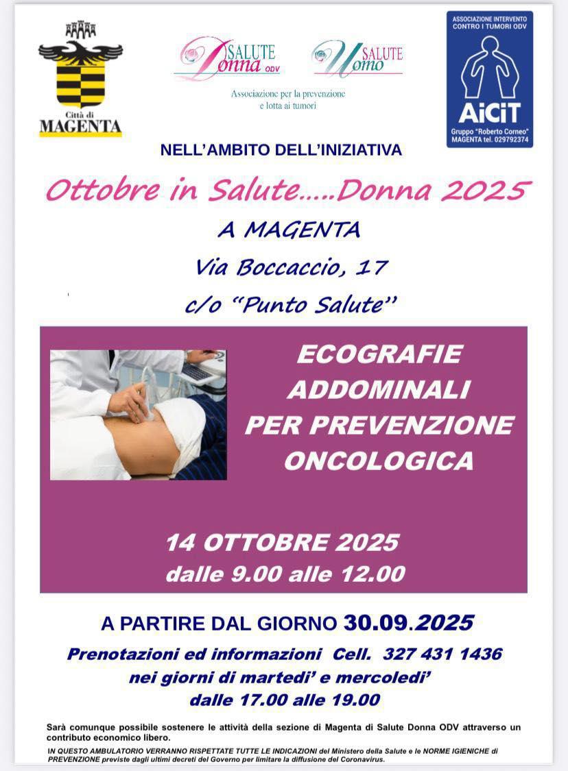 Ecografie Addominali per Prevenzione Oncologica (dalle ore 9.00)