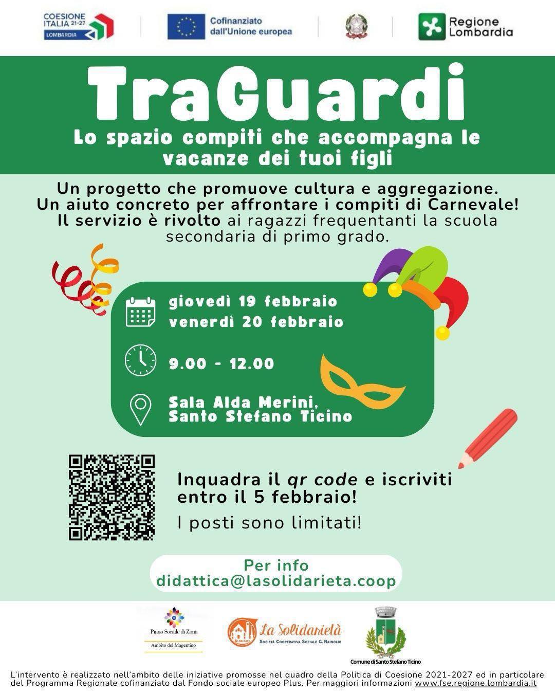 TraGuardi – Spazio Compiti di Carnevale (dalle ore 9.00 alle 12.00)