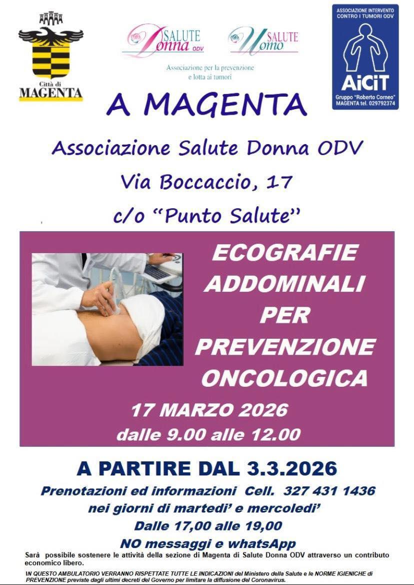 Ecografie Addominali per Prevenzione Oncologica (dalle ore 9.00 alle ore 12.00)