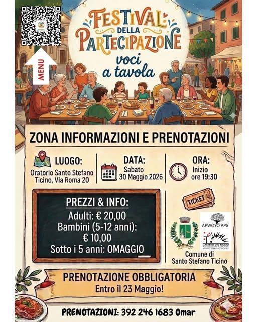"Voci a Tavola" cena solidale ideata e realizzata dai ragazzi stefanesi (Inizio ore 19:30)