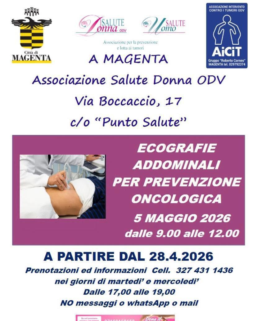 Ecografie Addominali per Prevenzione Oncologica (dalle ore 9.00 alle ore 12.00)