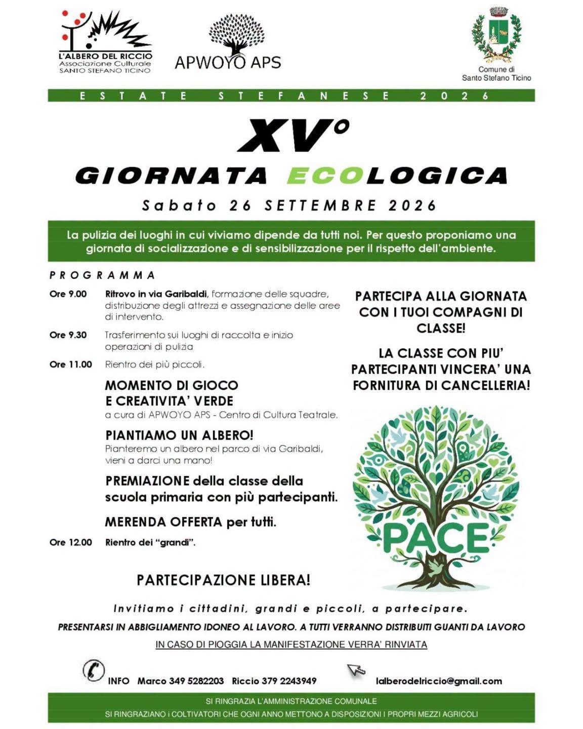 XV Giornata Ecologica – Estate Stefanese 2026 (Inizio ore 9.00)