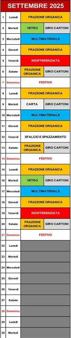 Calendario Porta a Porta