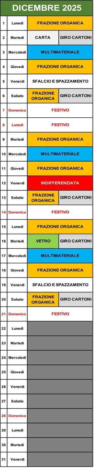 Calendario Porta a Porta