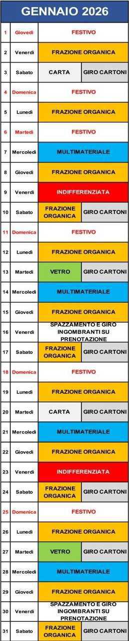 Calendario Porta a Porta