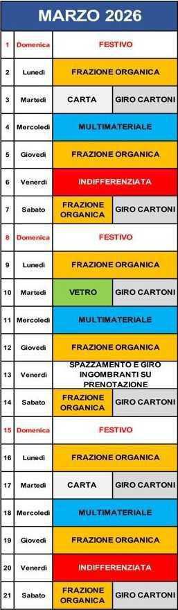 Calendario Porta a Porta