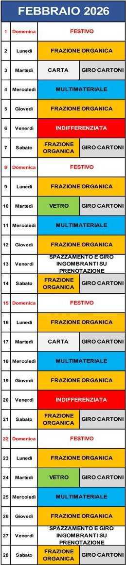 Calendario Porta a Porta