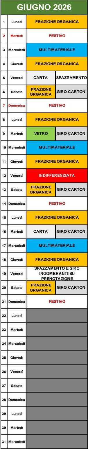 Calendario Porta a Porta