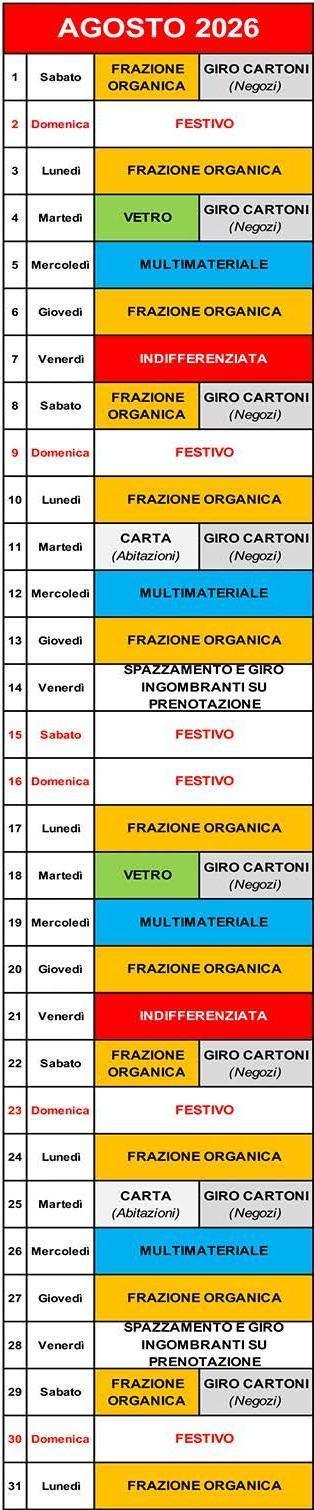 Calendario Porta a Porta