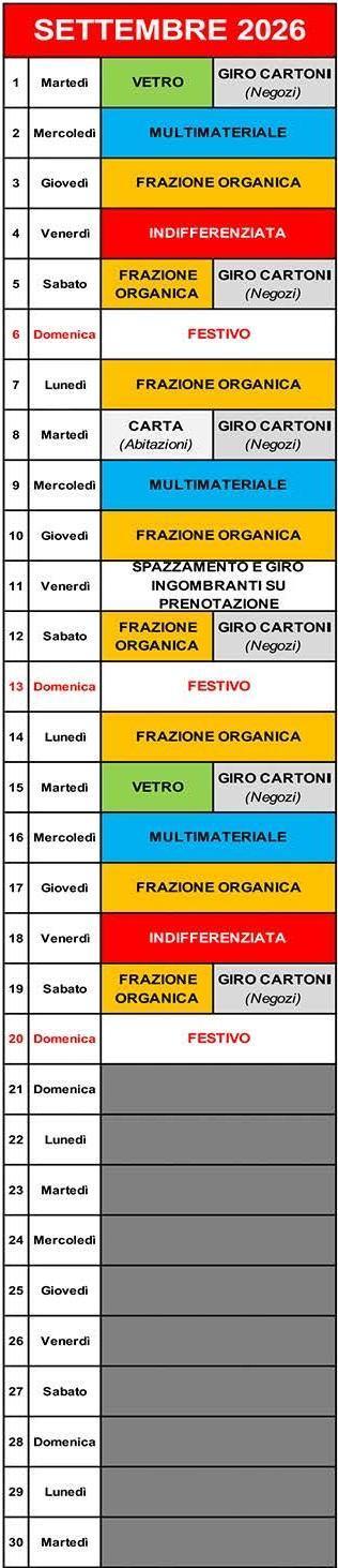 Calendario Porta a Porta