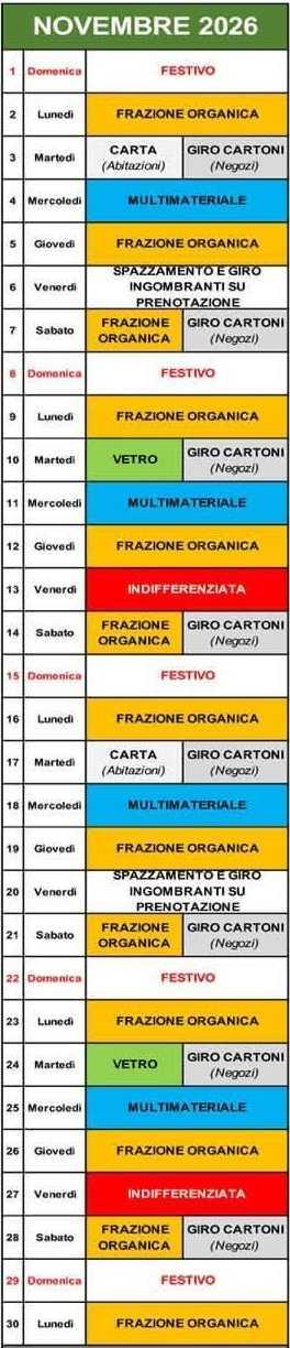 Calendario Porta a Porta