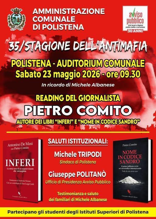 In ricordo di Michele Albanese - Reading del giornalista Pietro Comito (inizio ore 9.30) In ricordo di Michele Albanese - Reading del giornalista Pietro Comito (inizio ore 9.30)
