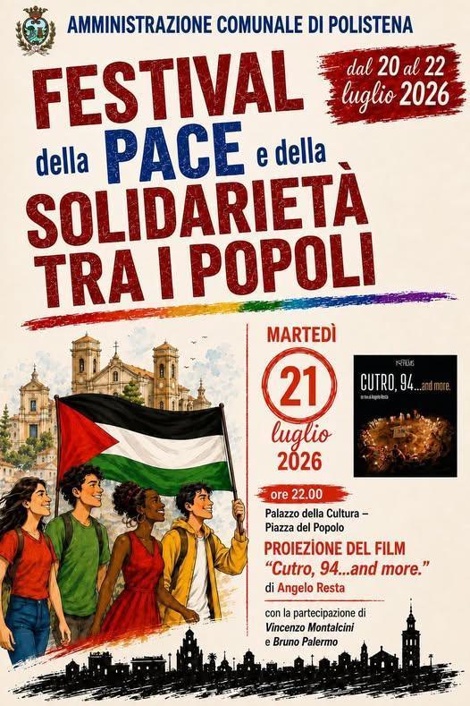 Festival della Pace e della Solidarietà tra i Popoli - Proiezione del film "CUTRO 94...and more" di Angelo Resta (start h. 22:00) Festival della Pace e della Solidarietà tra i Popoli - Proiezione del film "CUTRO 94...and more" di Angelo Resta (start h. 22:00)