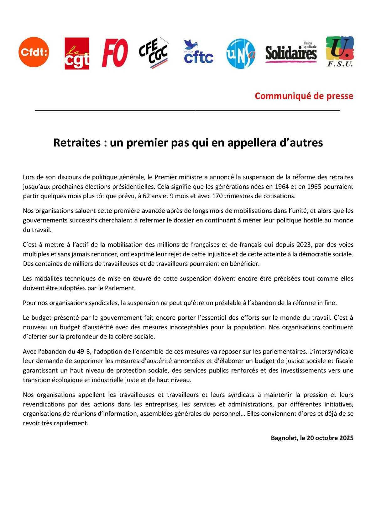 Retraites : un premier pas qui en appellera d'autres... Retraites : un premier pas qui en appellera d'autres...