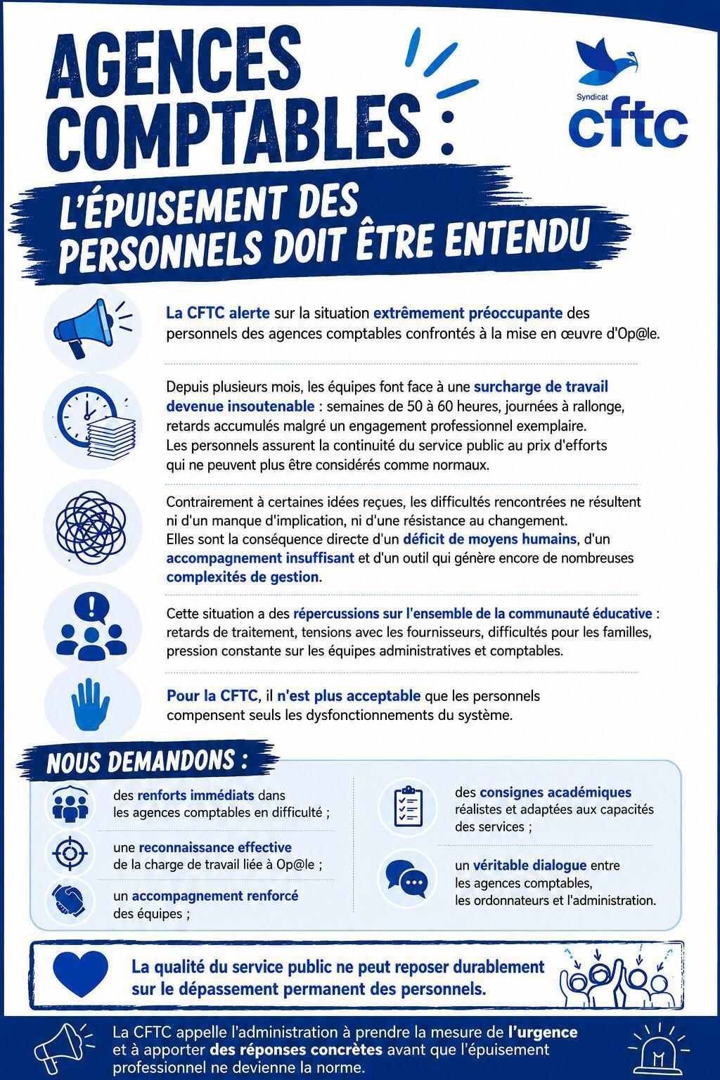 Agences comptables : l'épuisement des personnels doit être entendu...