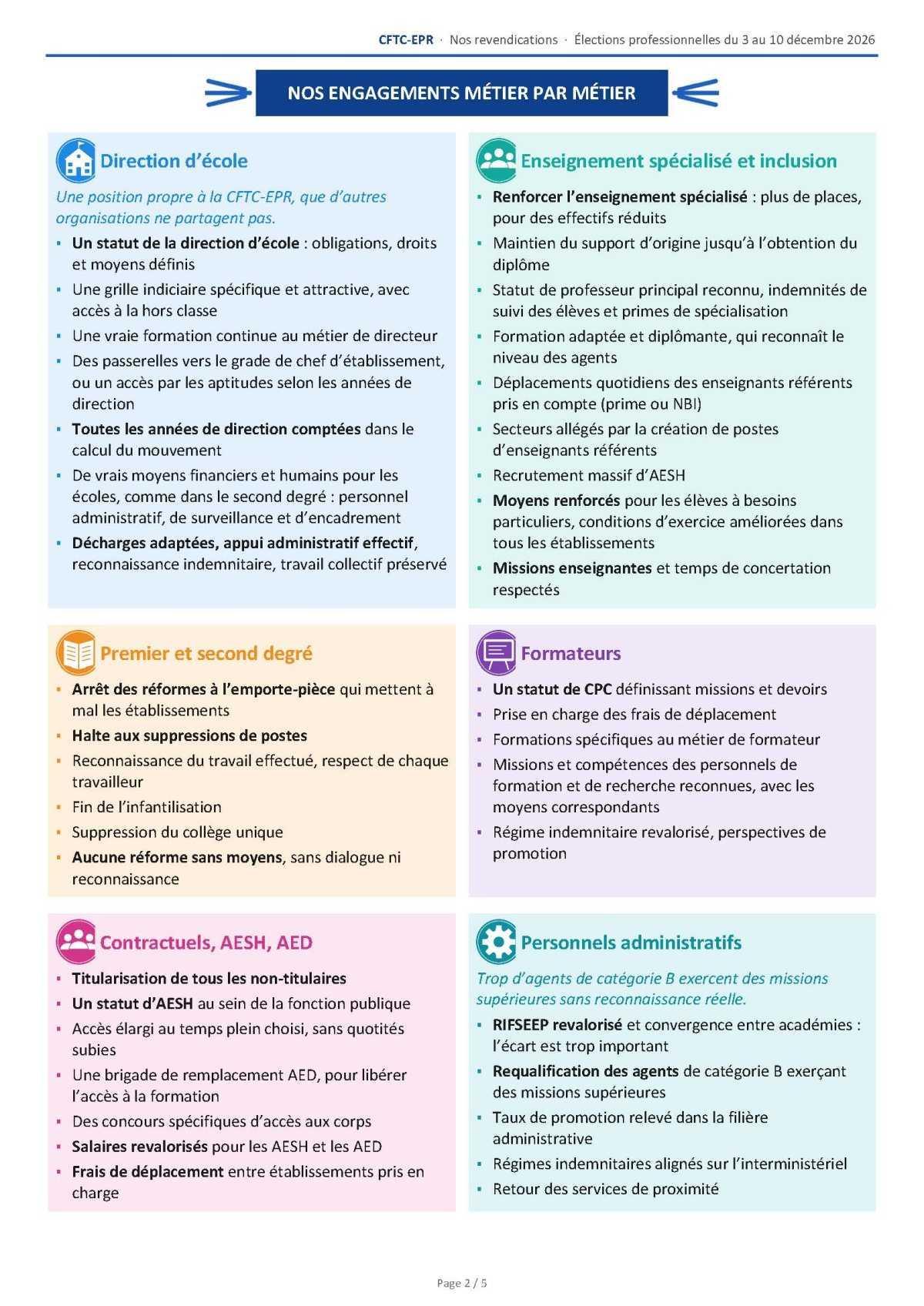 Elections professionnelles - Le cahier de revendications de la CFTC-EPR.
