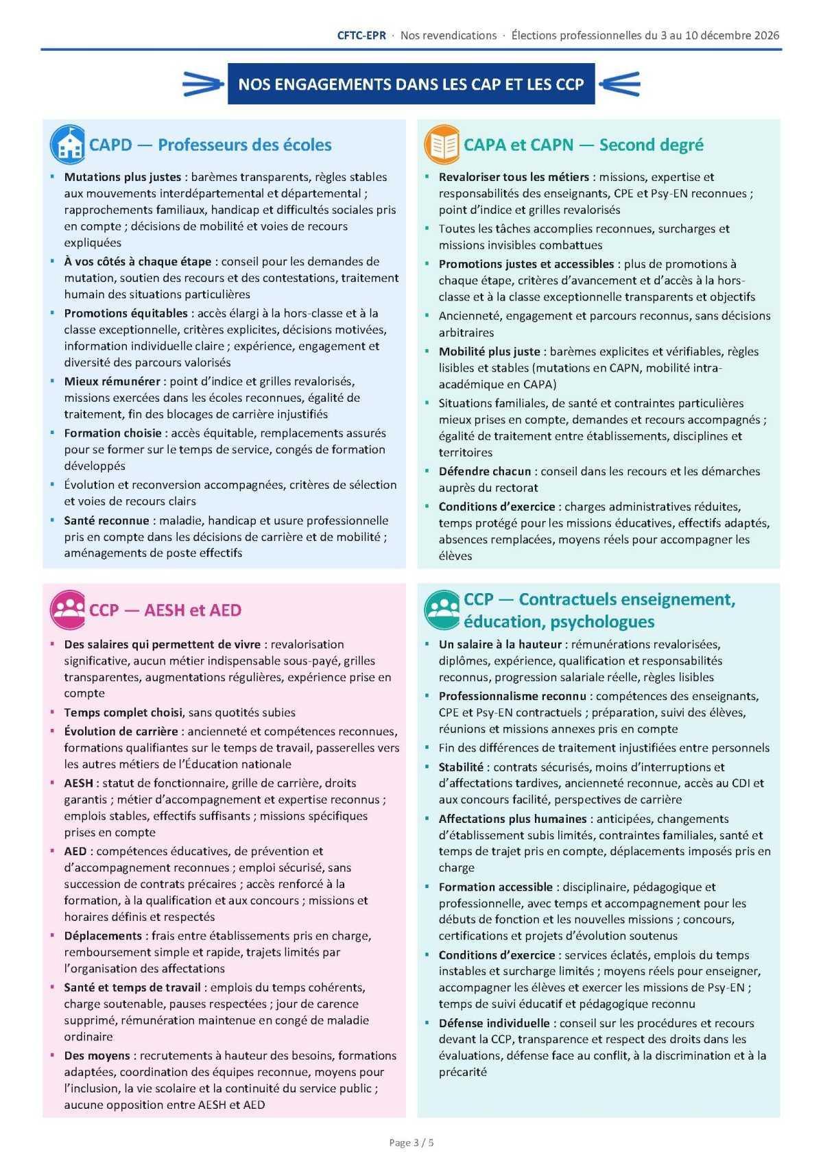 Elections professionnelles - Le cahier de revendications de la CFTC-EPR.