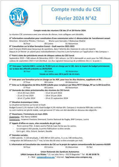 Compte rendu du CSE de Février 2024