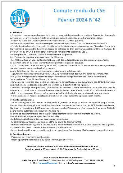 Compte rendu du CSE de Février 2024