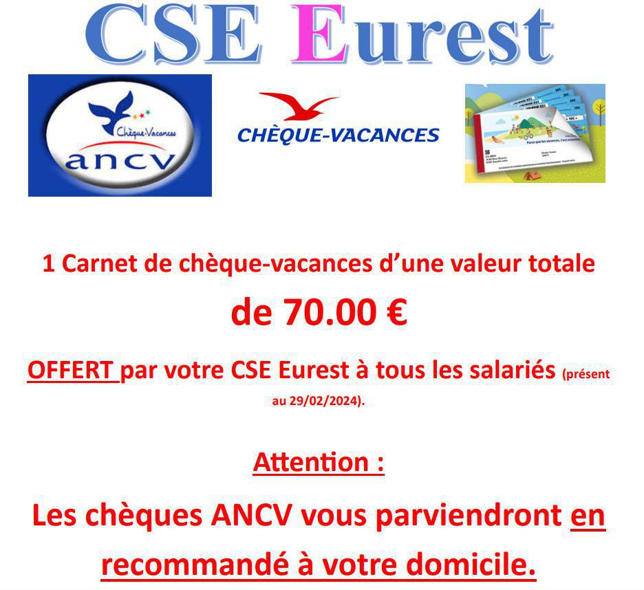 LES CHEQUES VACANCES ARRIVENT