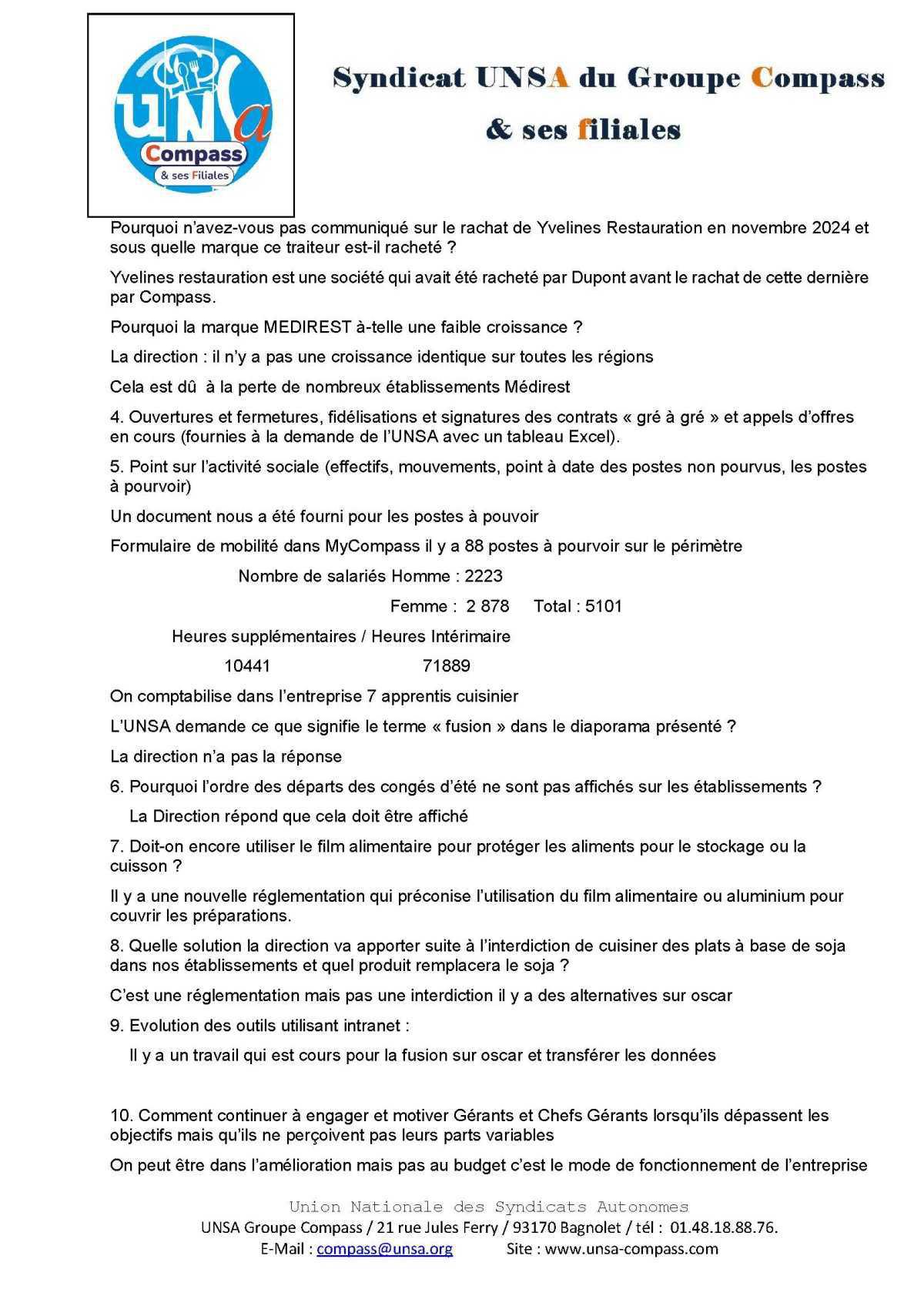 LETTRE D'informations du 24 Avril 2025 CSE Médirest/Scolarest