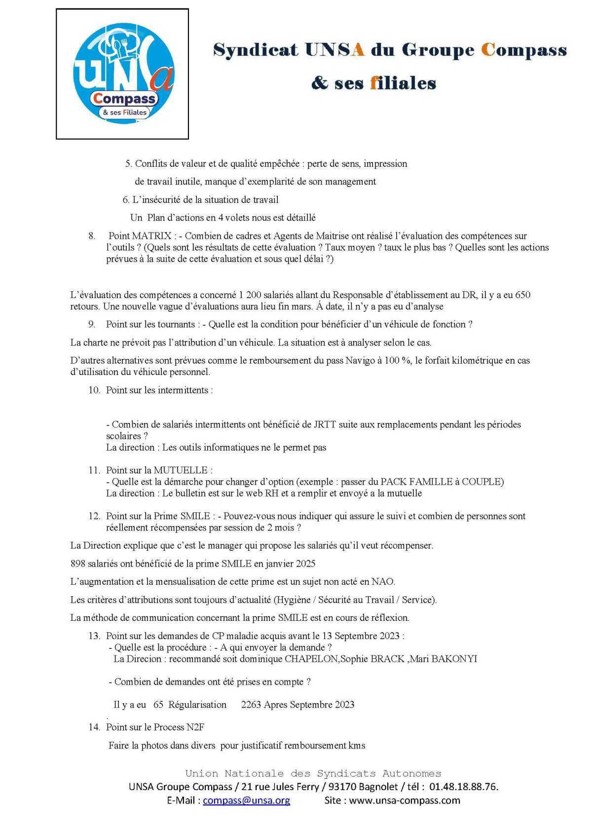 LETTRE D'informations du 25 Mars 2025 CSE Médirest/Scolarest
