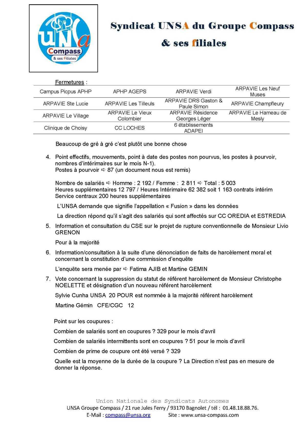 LETTRE D'informations du 27 Mai 2025 CSE Médirest/Scolarest