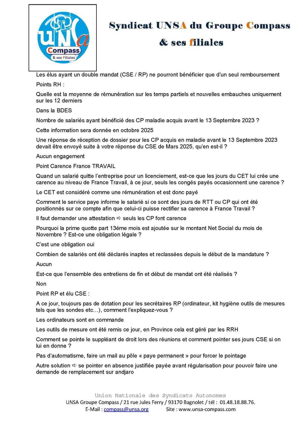 LETTRE D'informations du 27 Mai 2025 CSE Médirest/Scolarest