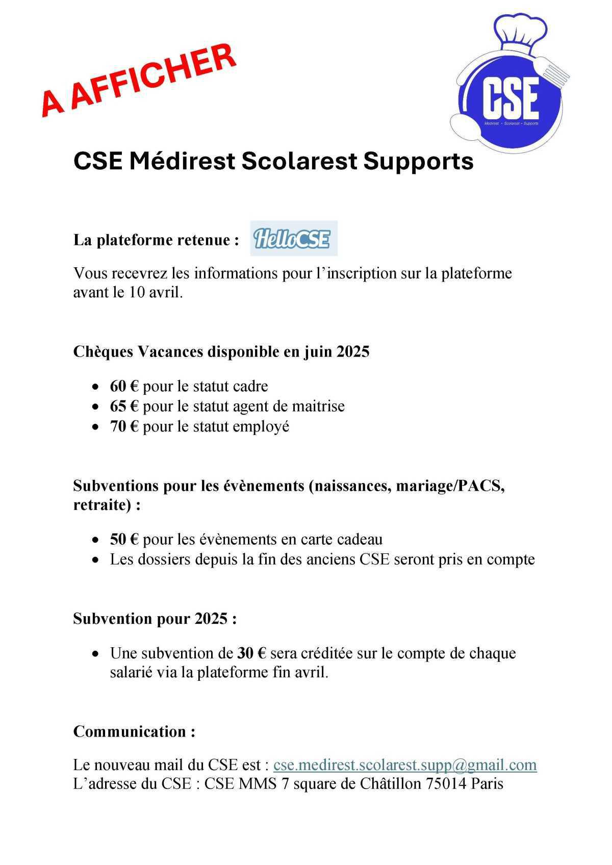 Infos CSE Médisco