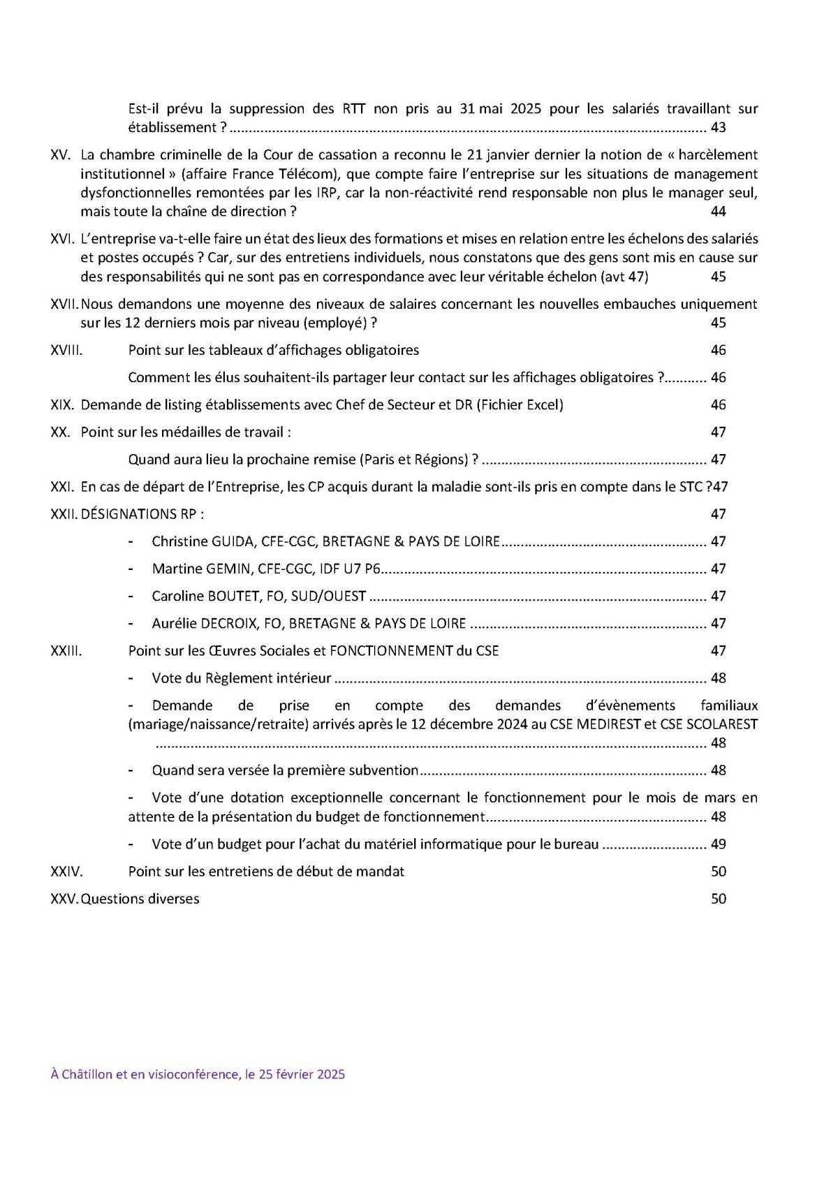 PV du CSE Médisco du 25 Février 2025