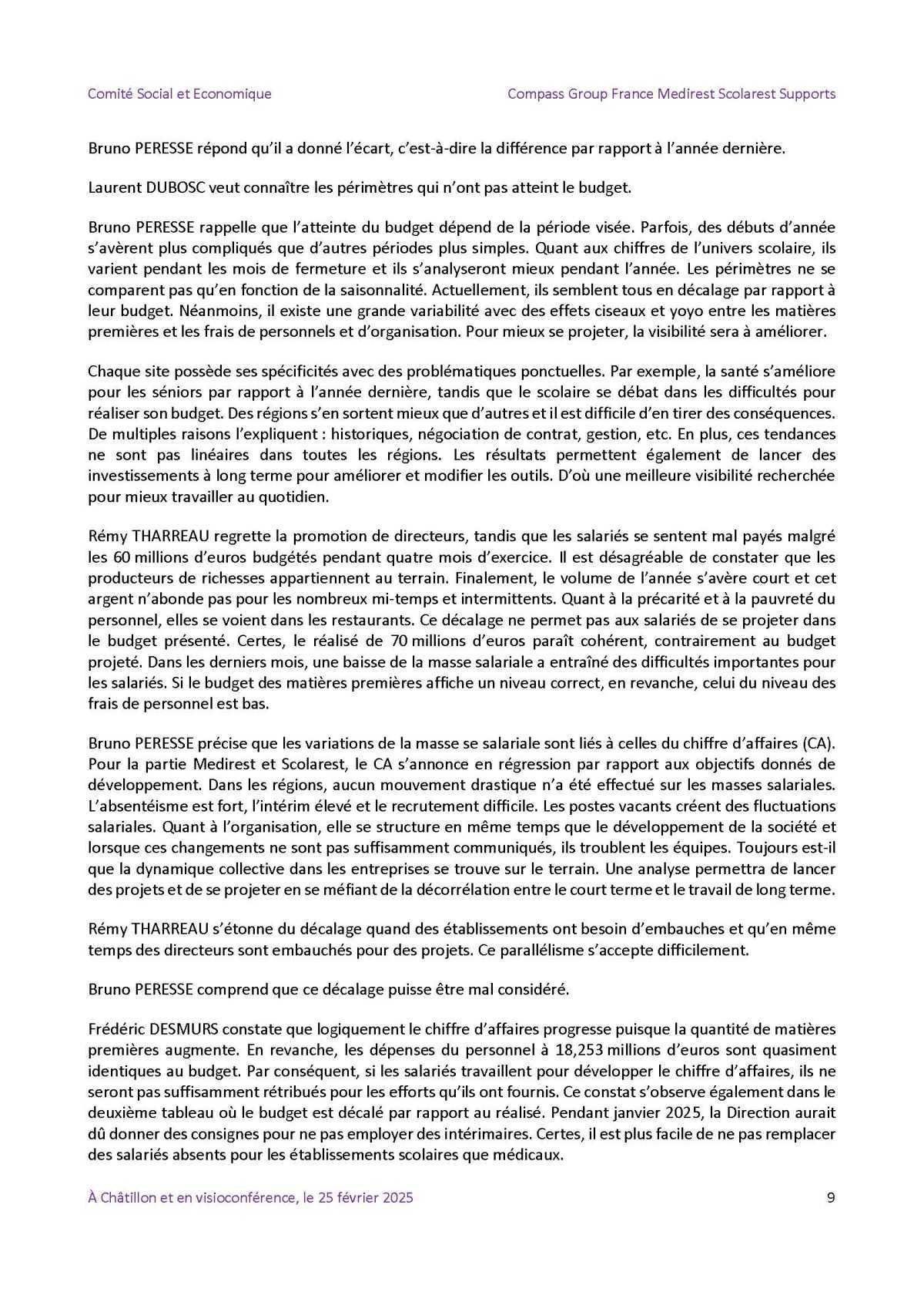 PV du CSE Médisco du 25 Février 2025
