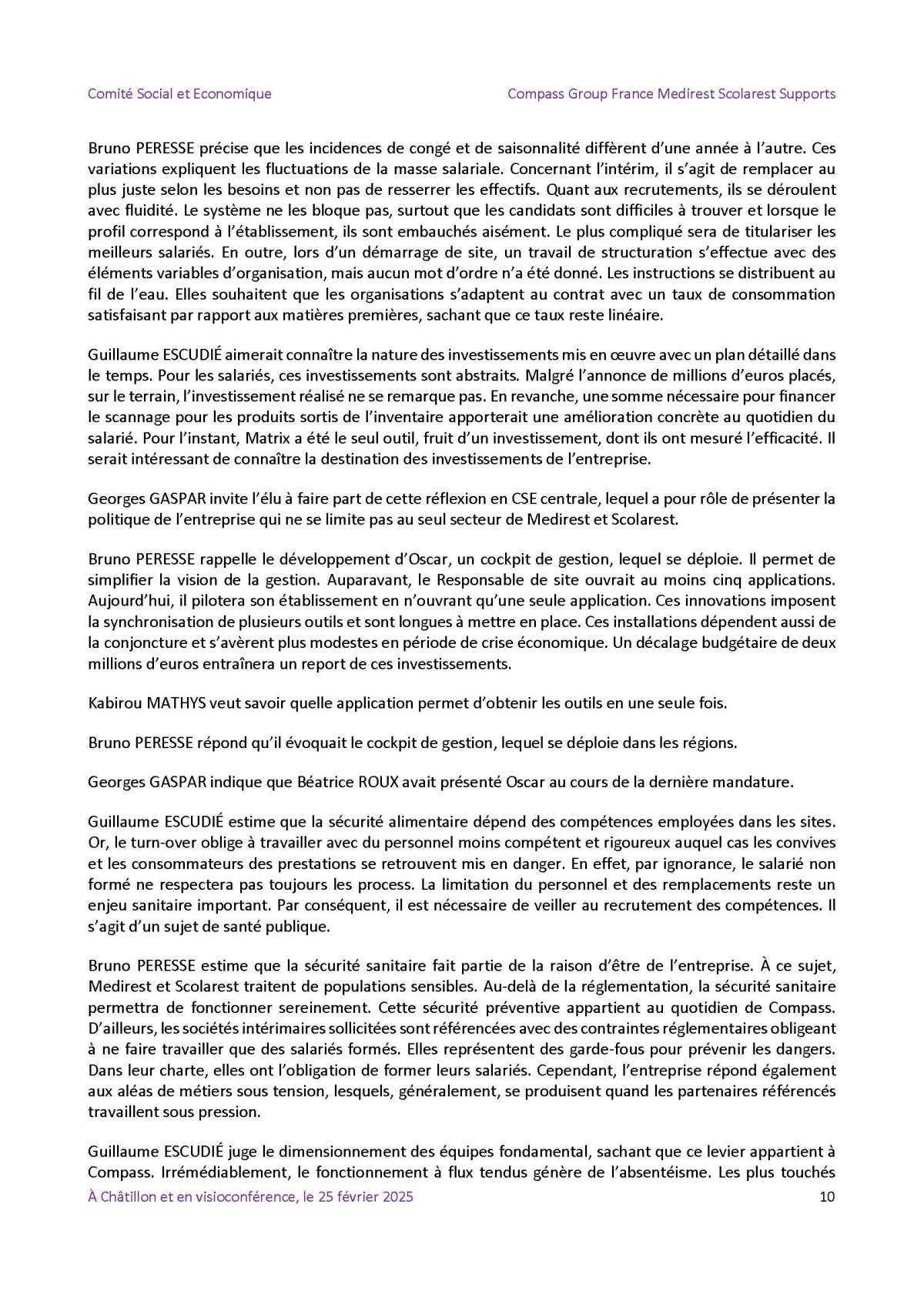 PV du CSE Médisco du 25 Février 2025