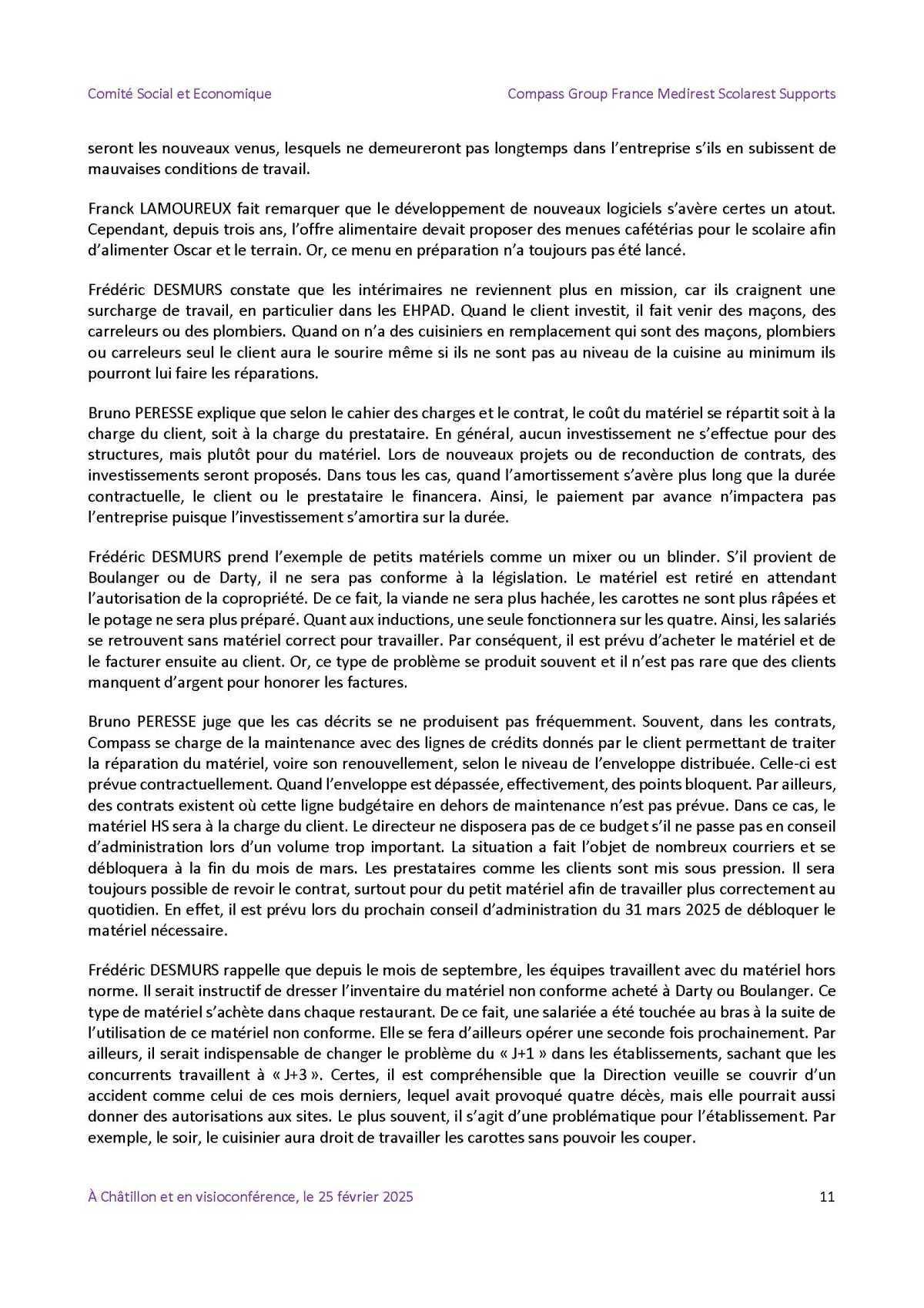 PV du CSE Médisco du 25 Février 2025