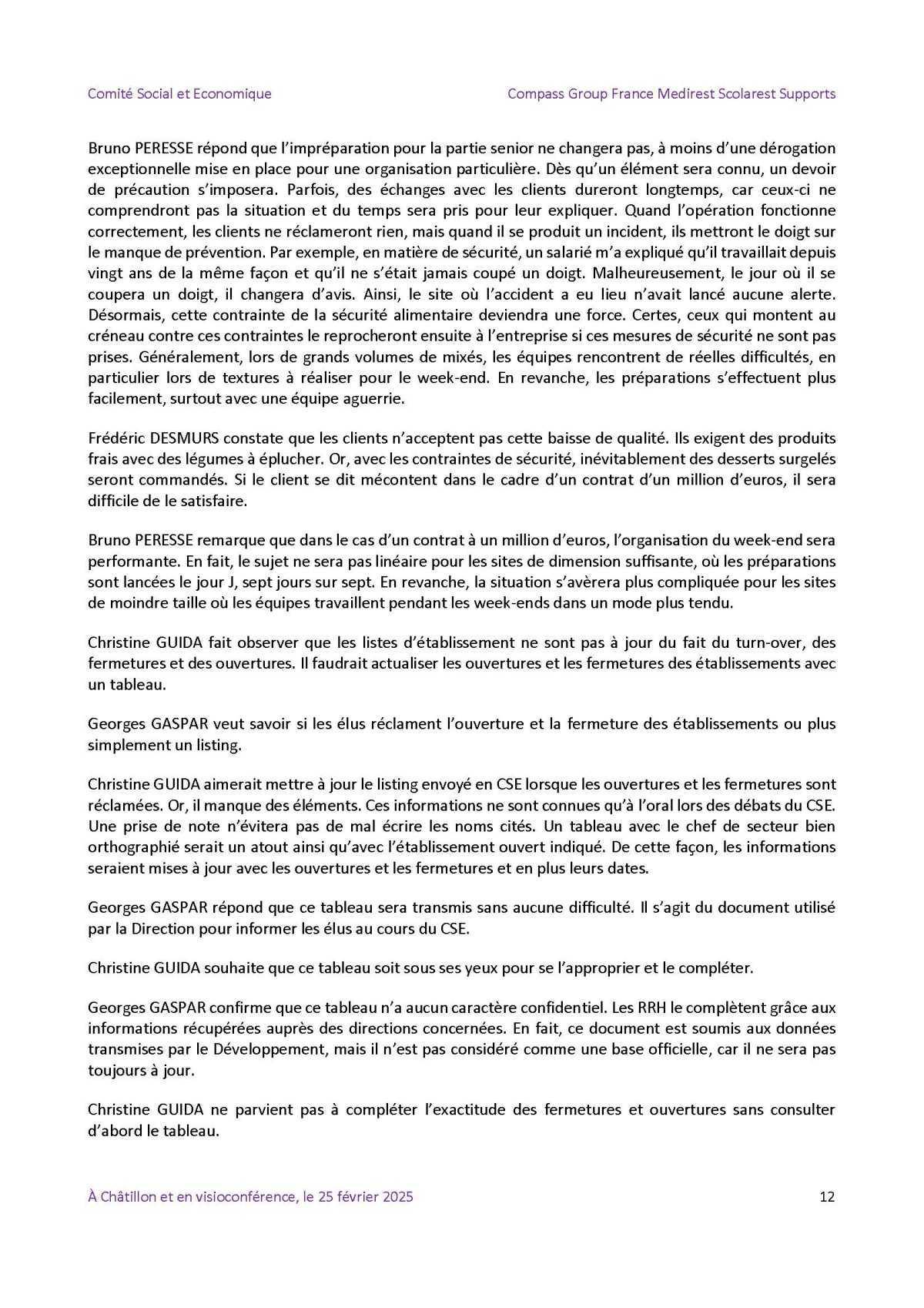 PV du CSE Médisco du 25 Février 2025